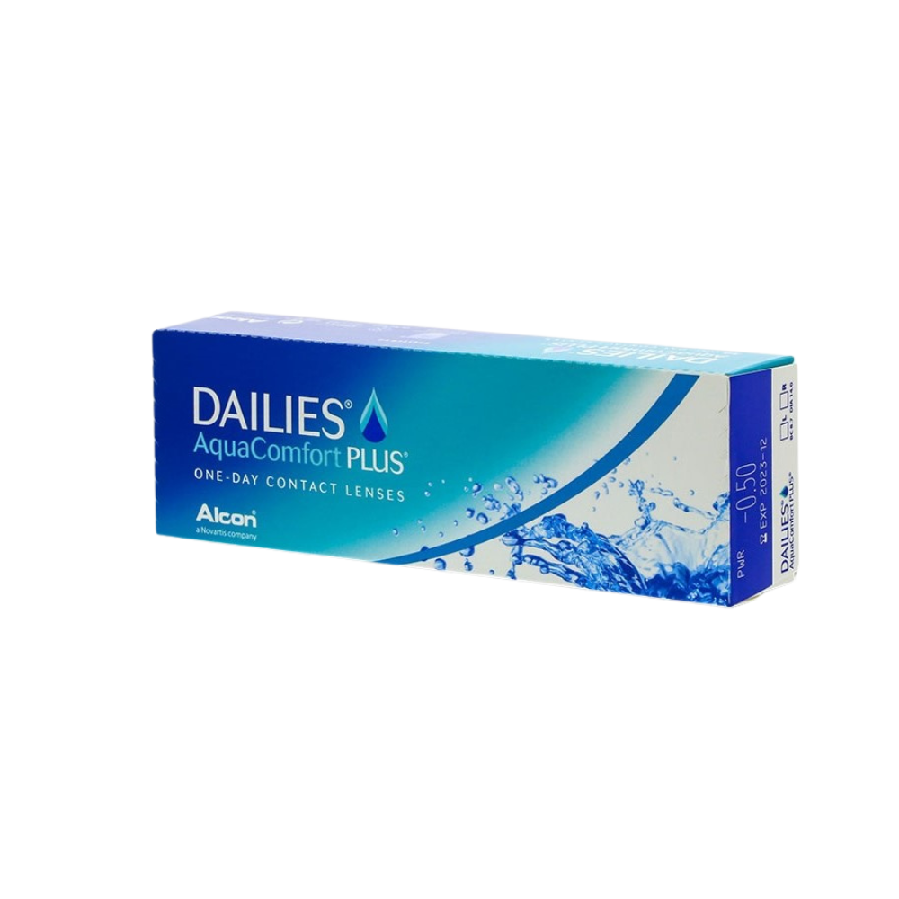 Close-up of Alcon DAILIES lens showing blink-activated moisture release